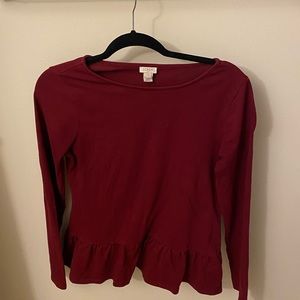 Jcrew red peplum shirt